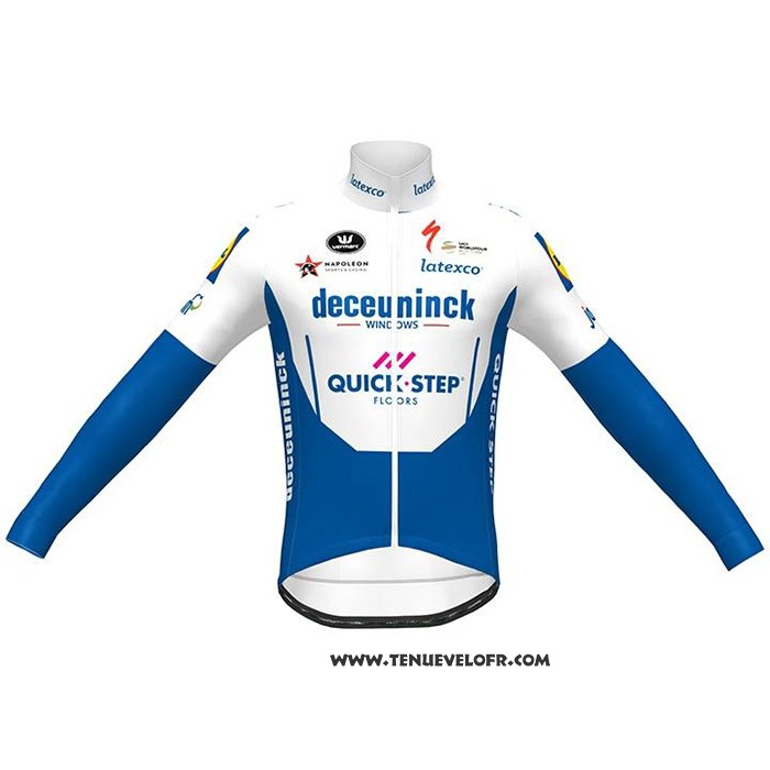 2020 Maillot Cyclisme Deceuninck Quick Step Bleu Blanc Manches Longues et Cuissard